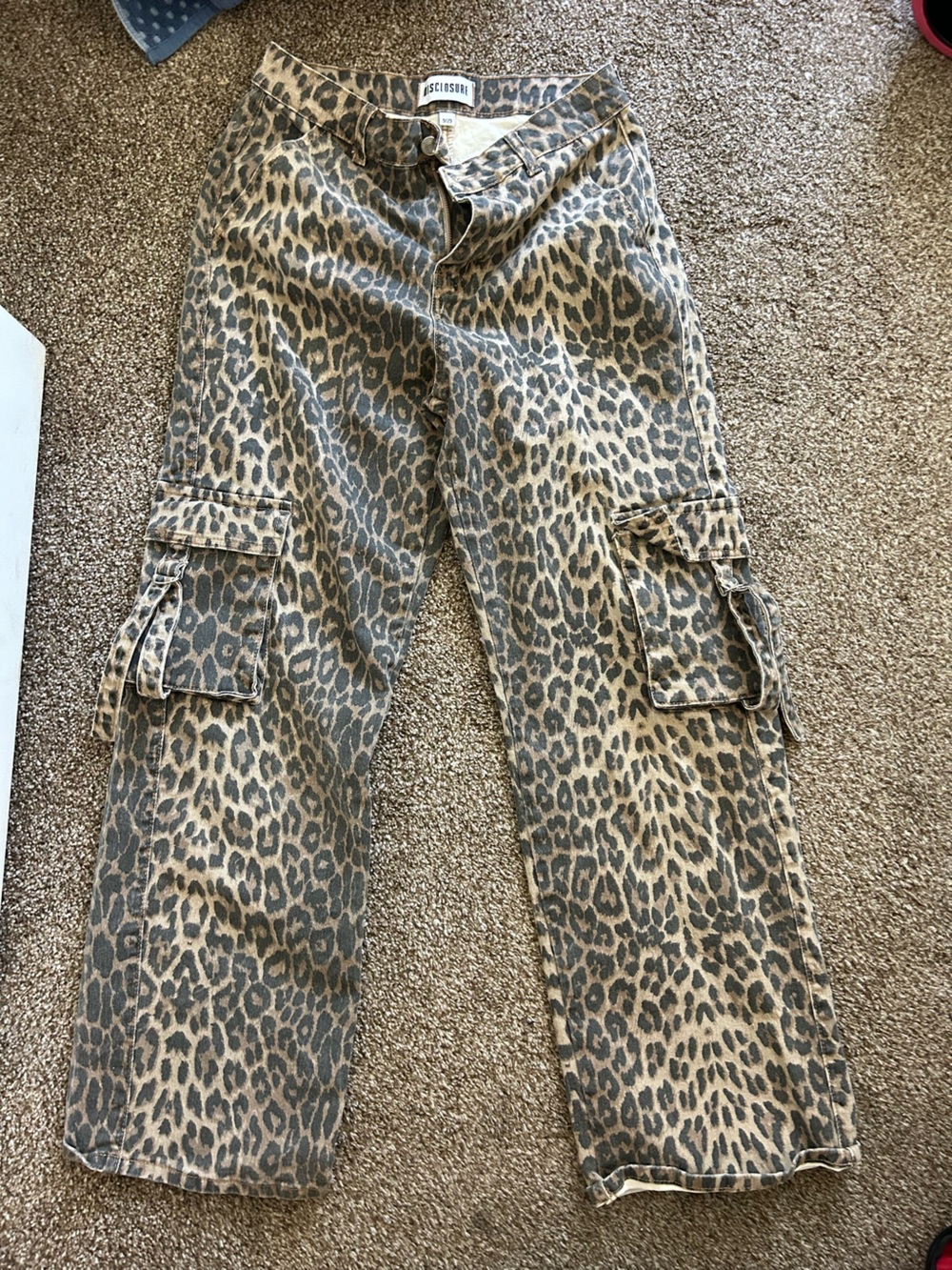 Disclosure Jean-Paul Leopard Print Cargo Straight-Leg Pants - Beige/Black